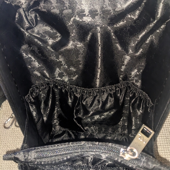 Karl Lagerfeld Paris Maybelle Hard Side Mini Suitcase Backpack in Glossy Black - Picture 14 of 16